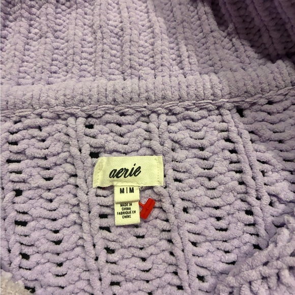 Aerie Cable Car Quarter Zip Soft  Purple Oversize Sweater Size M - Picture 3 of 6
